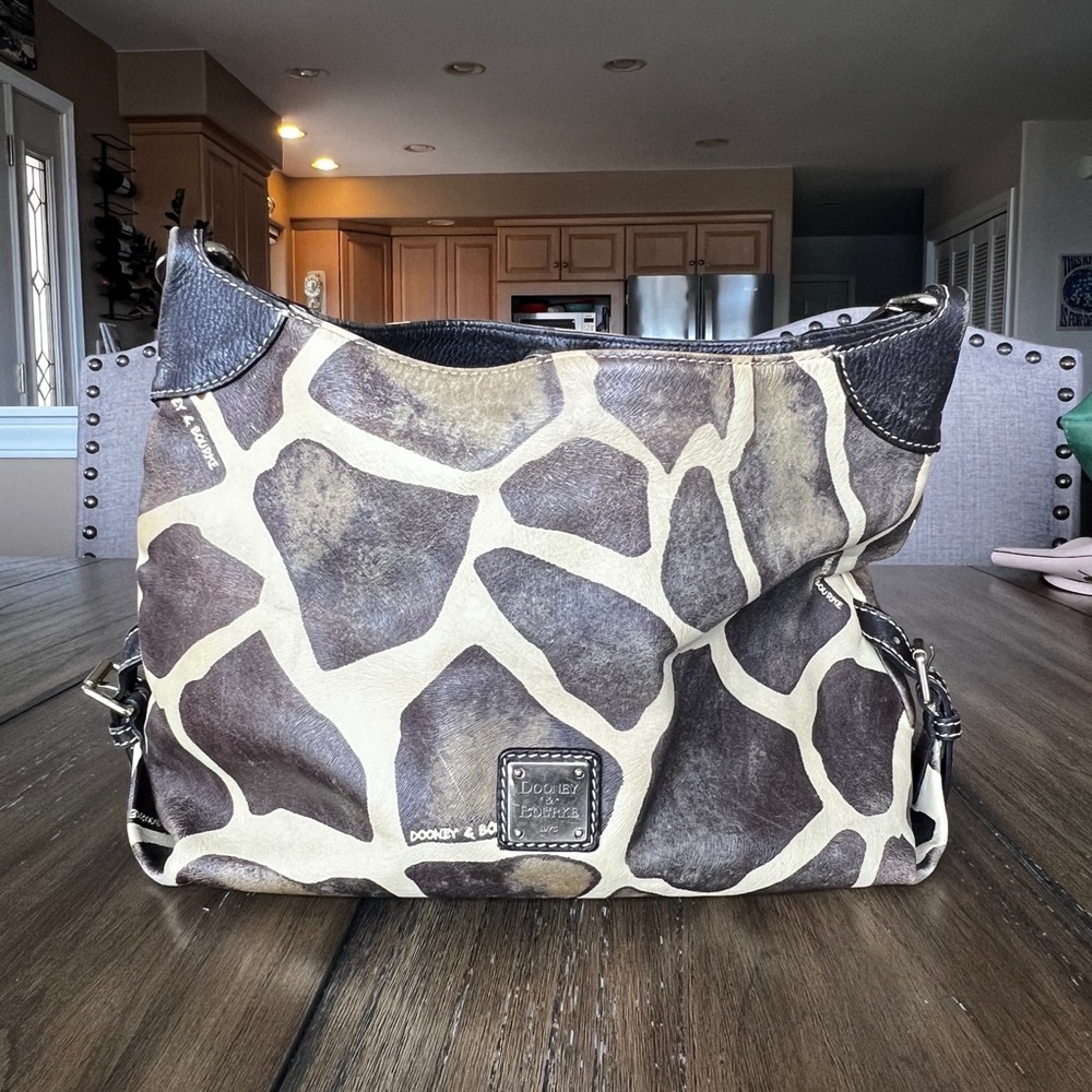 Dooney & Bourke Brown and Cream Giraffe-Print Shoulder Bag